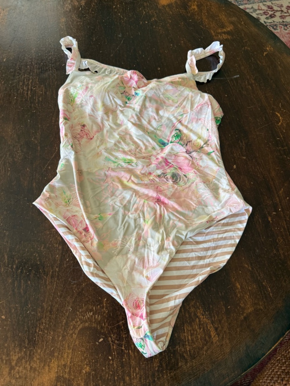 Floral One-Piece Swimsuit in Soft Pink & Cream